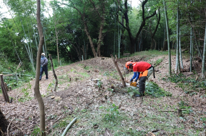 太佐山高射砲陣地跡（たざやまこうしゃほうじんちあと）の確認調査をおこないました